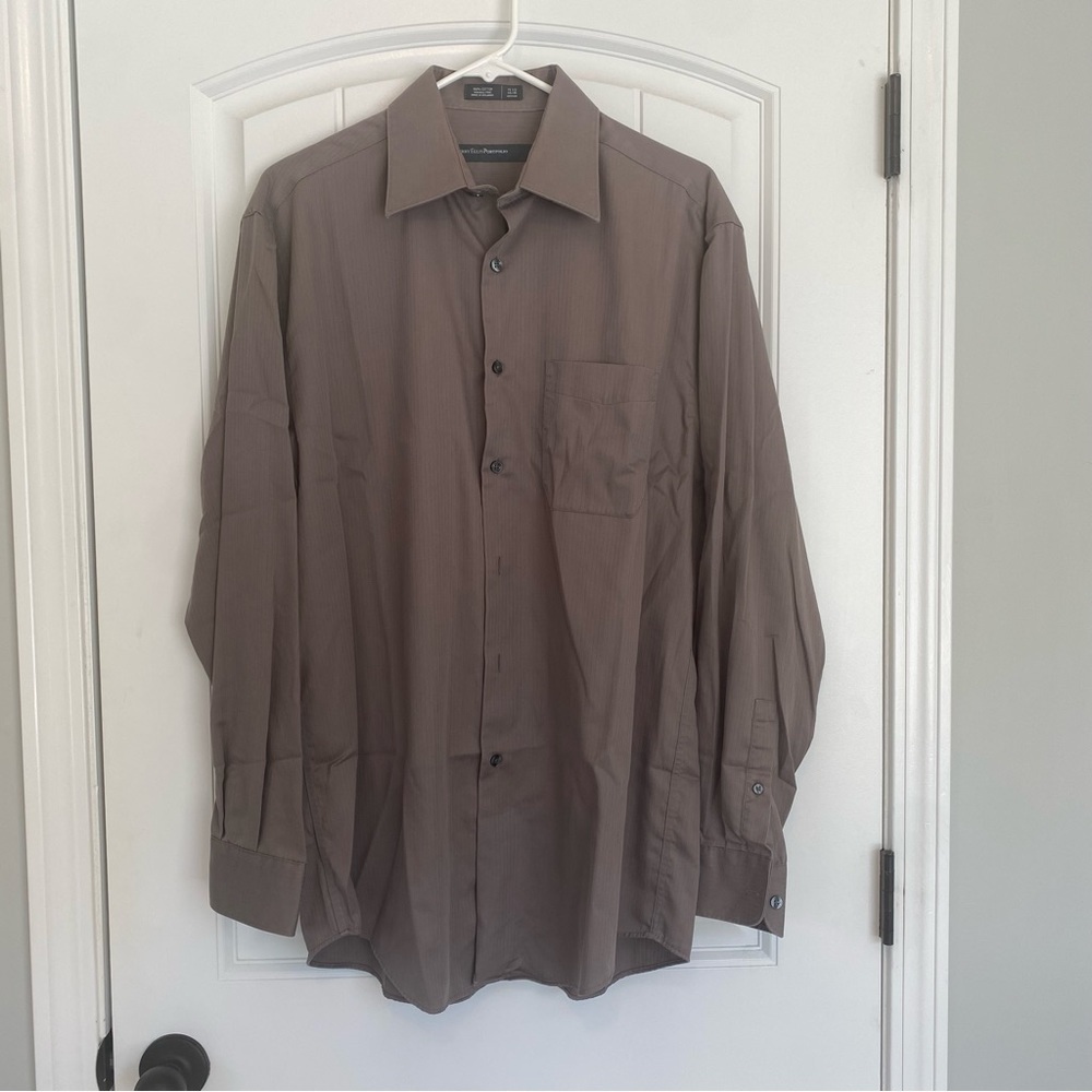 Perry Ellis Portfolio Men’s Brown Button Down Shirt 15 1/2 34/35